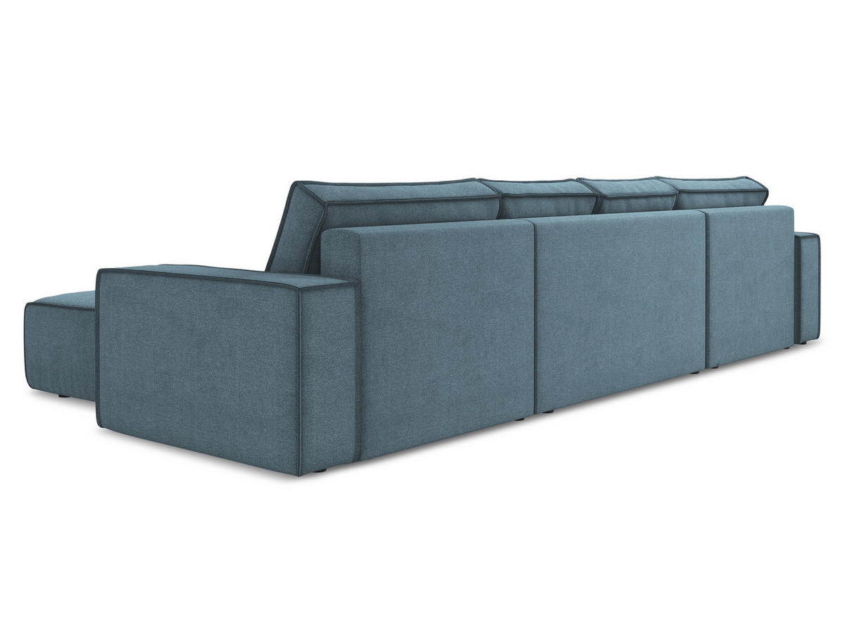 WOHNLANDSCHAFT Strukturstoff Stoff Blau - Blau/Schwarz, Kunststoff/Textil (398/82/185cm) - Makamii