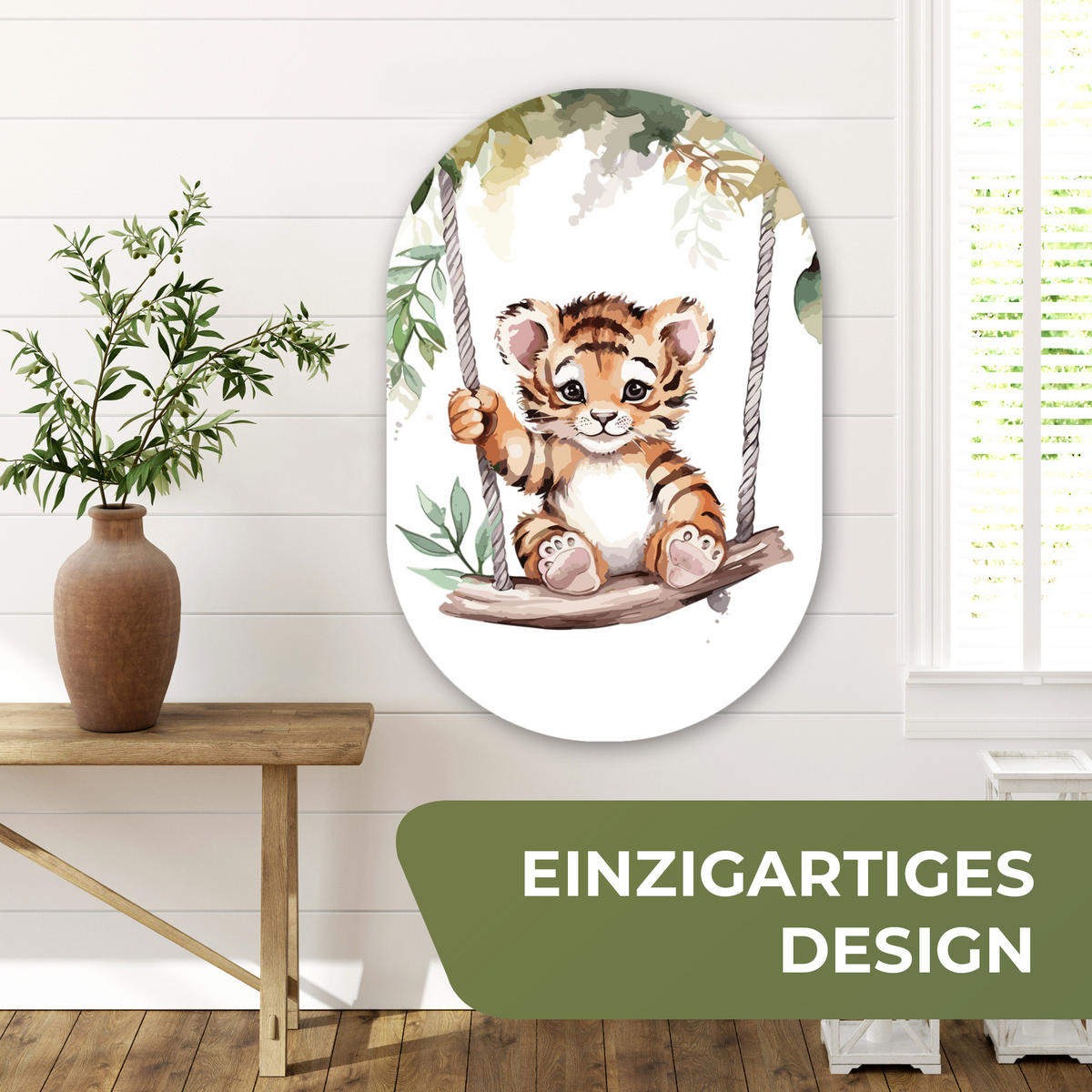 WANDBILD Tiger - Tier - Kinder - Dschungel 60x90 cm - Dunkelorange, Kunststoff (60/90cm) - MuchoWow