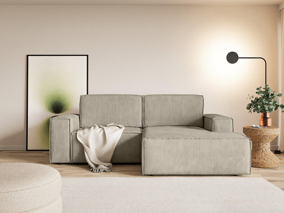 ECKSOFA KOKKO MINI mit Schlaffunktion, Beige - Beige, Textil (240/167cm) - Fedve