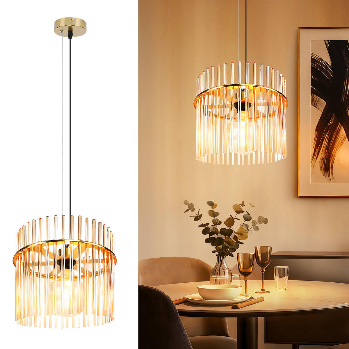 PENDELLEUCHTE Seraphina 30/10/150 cm - Goldfarben, Metall (30/10/150cm) - ZMH