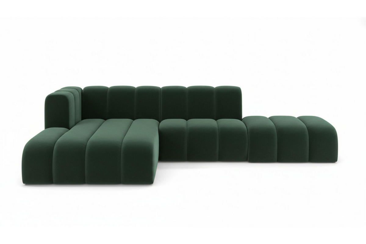 ECKSOFA L-form mit Hocker, Grand Mini, Stoff Salvador, Grün, Links - Grün, Holz (295/179cm) - Kaiser Möbel