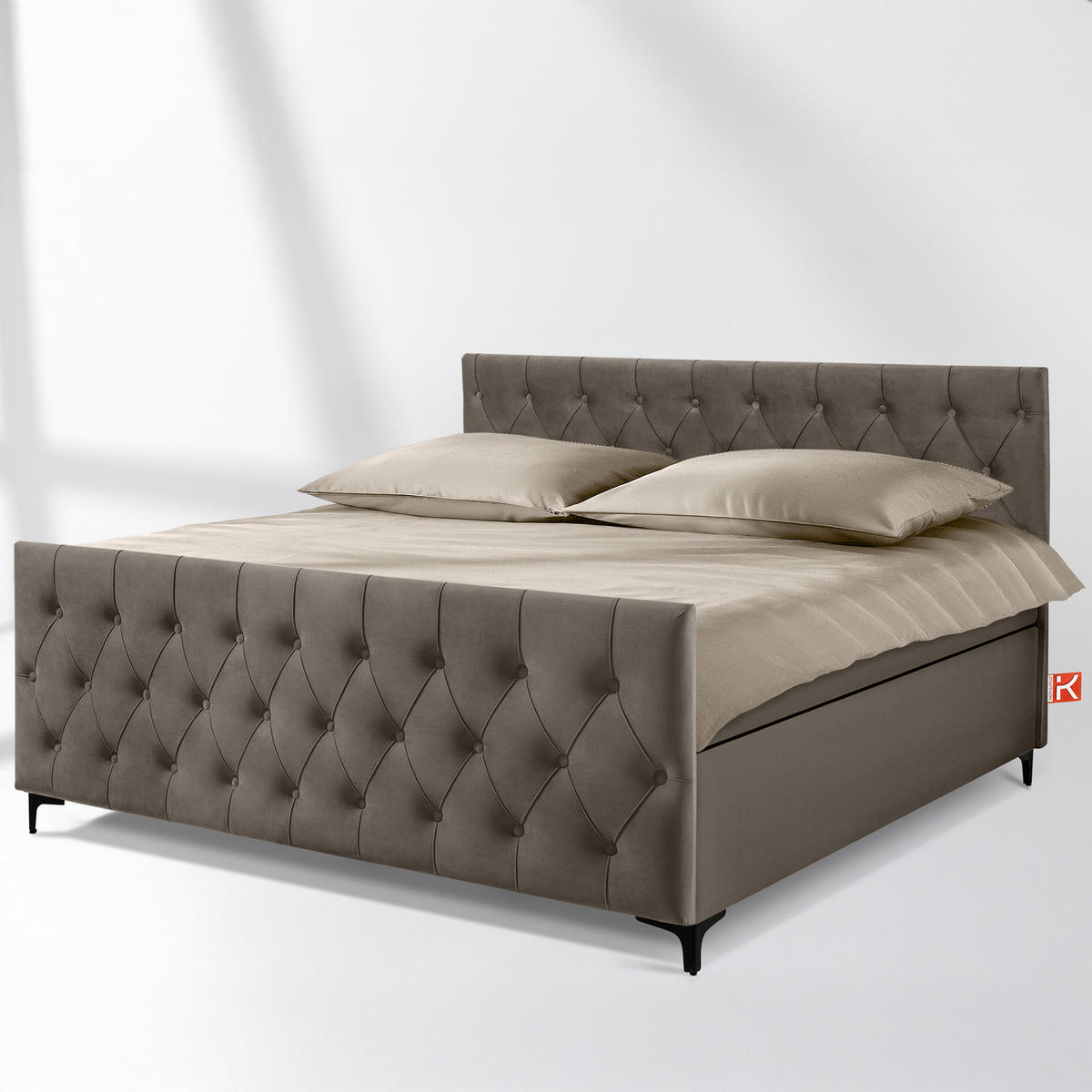 POLSTERBETT ARDEA, Braun - Schwarz/Braun, Holz/Holzwerkstoff (180/200cm) - KONSIMO®