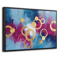 LEINWAND Bilder mit Rahmen - Kreise - Gold - Abstrakt - 30x20 - Blau, Textil (30/20cm) - MuchoWow