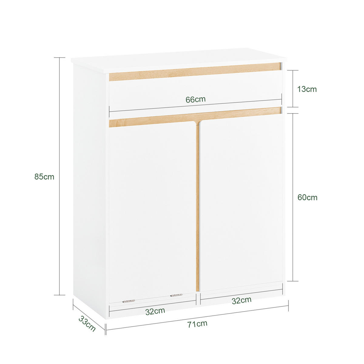 WÄSCHESCHRANK Weiß - Weiß, Holz/Holzwerkstoff (71/85/33cm) - SoBuy
