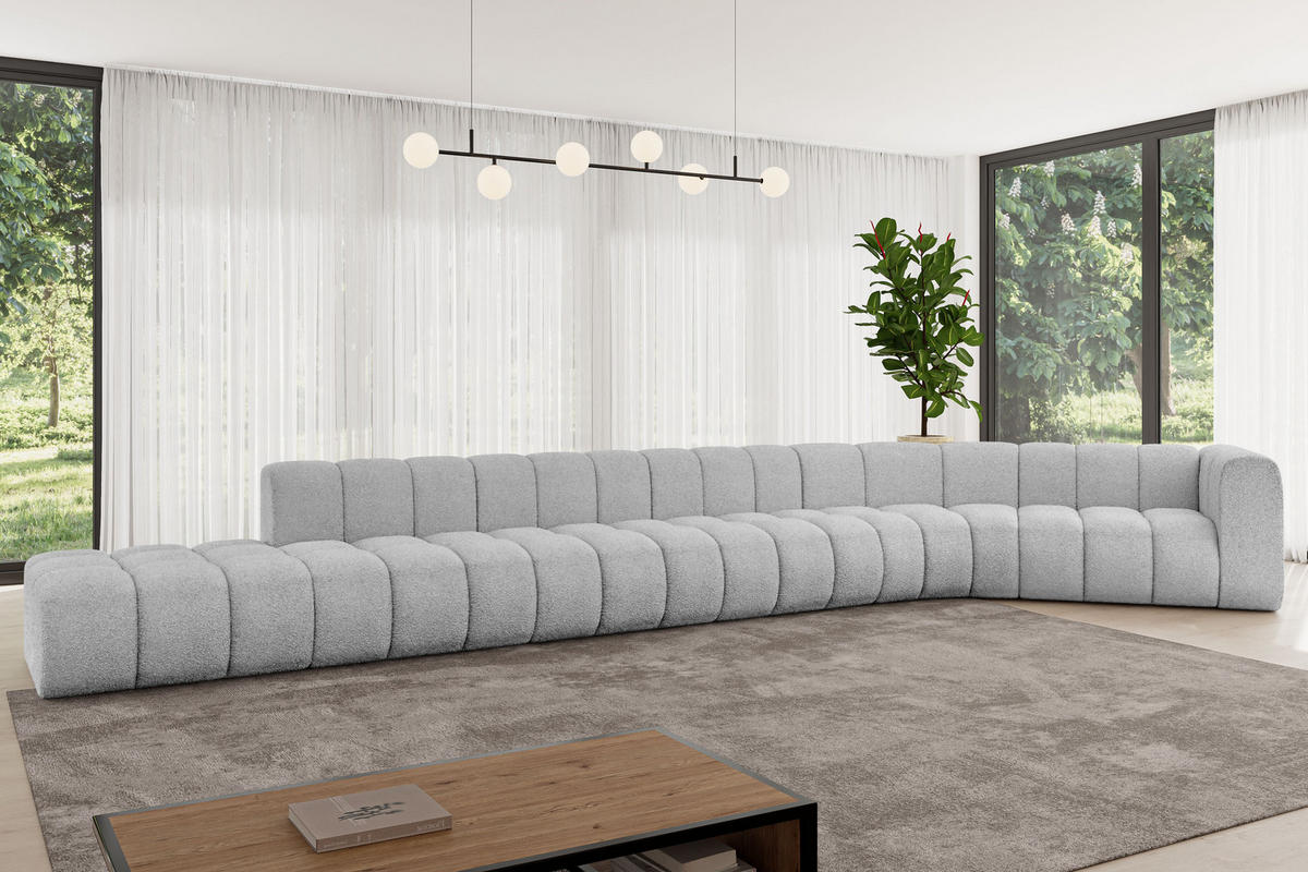 ECKSOFA modulares Sofa Tilmo-L3 - 581x194x70 cm Hellgrau - Hellgrau, Holzwerkstoff/Textil (581/194cm) - ALTDECOR