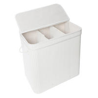 KÔŠ na prádlo - biela, drevo/textil (41.5/61/61.5cm) - Relaxdays