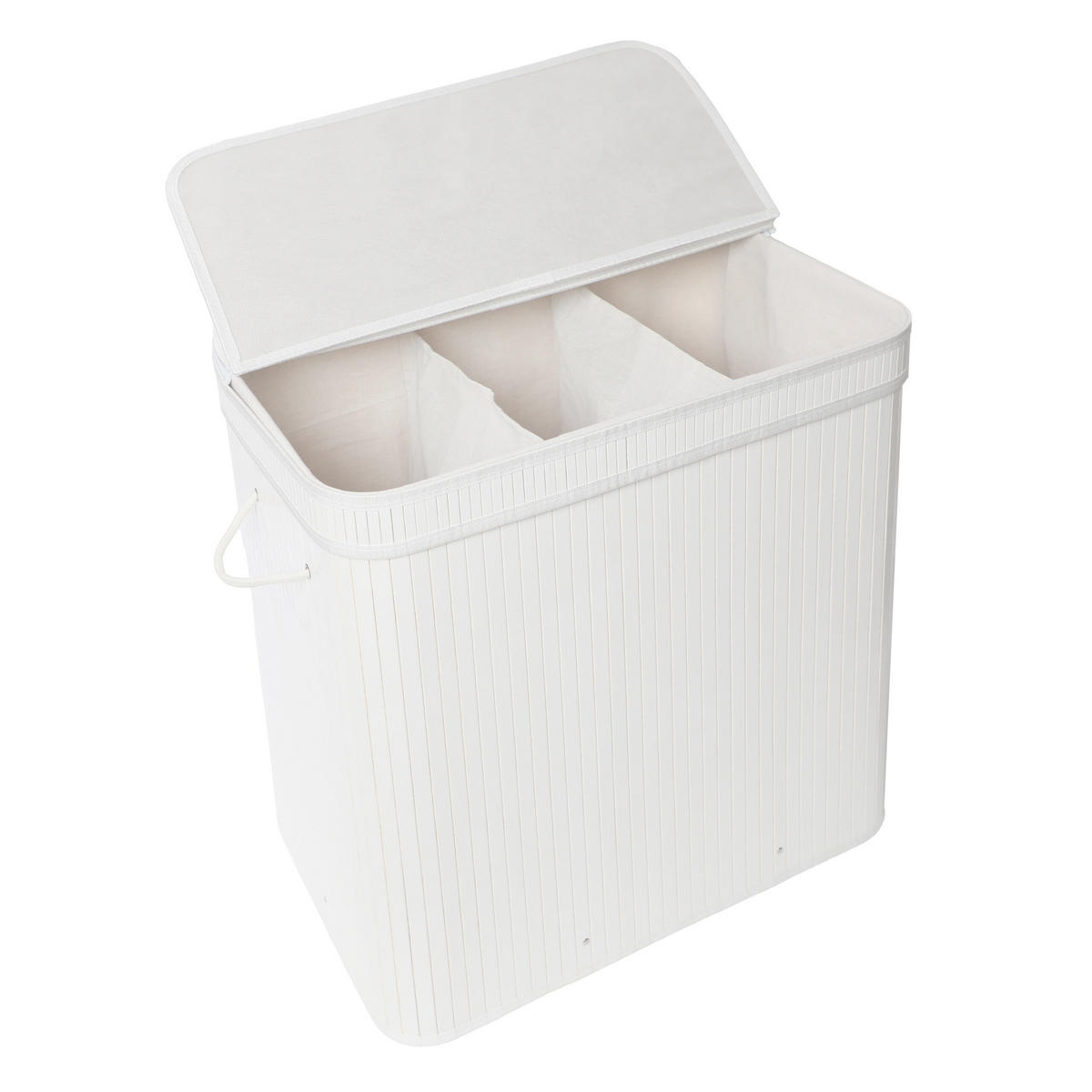 KÔŠ na prádlo - biela, drevo/textil (41.5/61/61.5cm) - Relaxdays