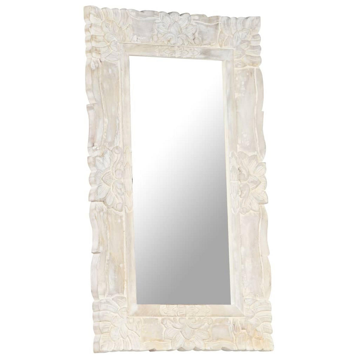 SPIEGEL Weiß 80x50 cm Mango Massivholz - Weiß, Holz (50/80/1cm) - furnicato