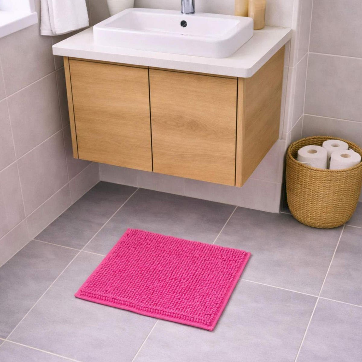 BADEMATTE PARIS - Pink, Textil (45/45cm) - WohnDirect