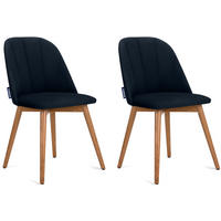 ESSZIMMERSTÜHLE BAKERI (2er-Set), marineblau / eiche hell - Blau/Eichefarben, Holz/Buchenholz (48/86/44cm) - KONSIMO®