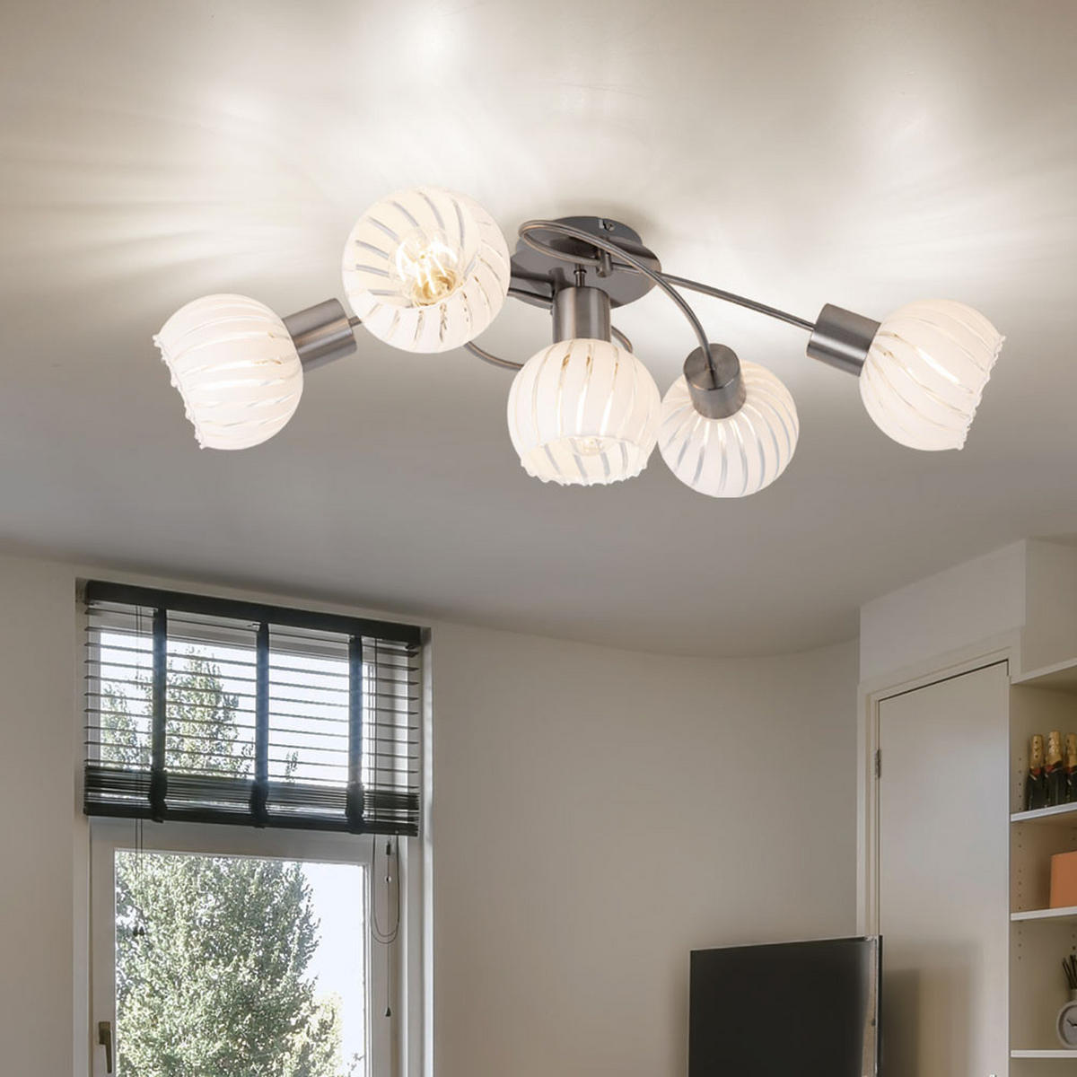 DECKENLEUCHTE Metall Weiß Glas - Weiß, Glas (69/43/24cm)