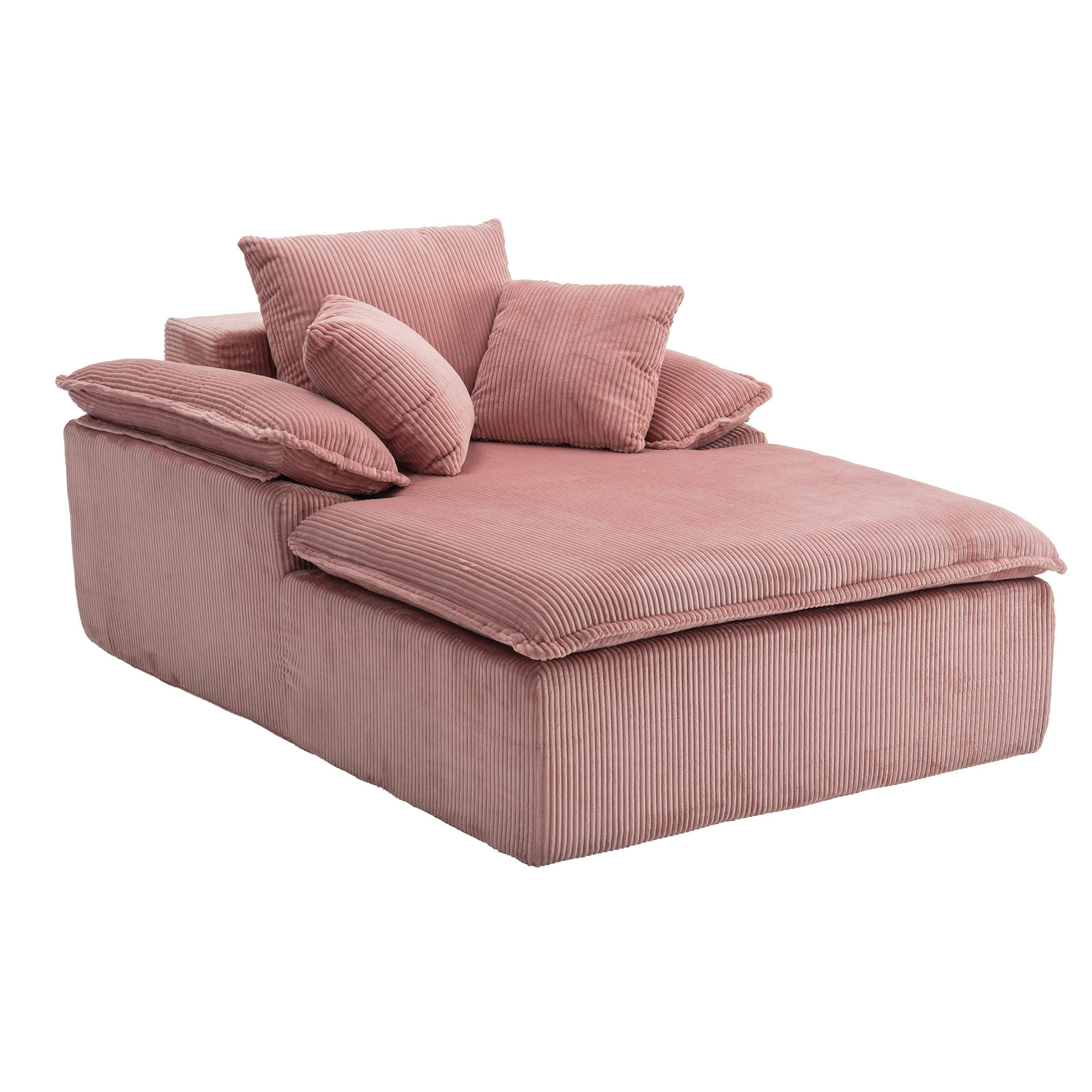 LIEGESOFA Cord ergonomisch mit breiten Armlehnen 177/122/92 cm Rosa - Rosa, Textil (122/92/177cm) - Redom