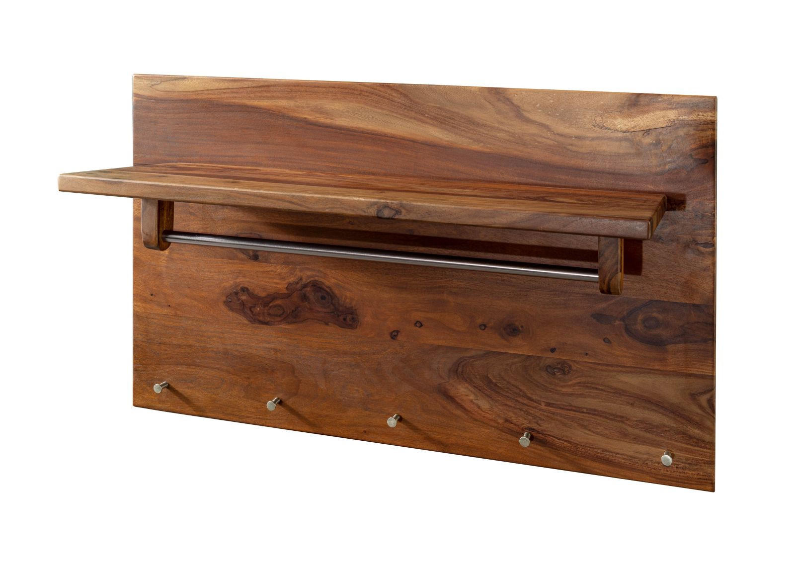 WANDGARDEROBE Sheesham 100x32x62 walnuss gewachst TORONTO #246 - Walnussfarben, Holz (100/62/32cm) - Massivmoebel24