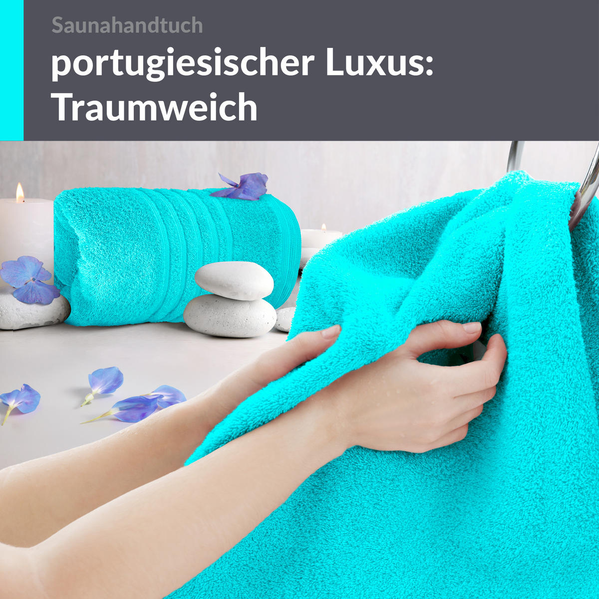 SAUNATUCH 80x200 cm 2er Set London Lagunen Türkis - Türkis, Textil (80/200cm) - Lashuma