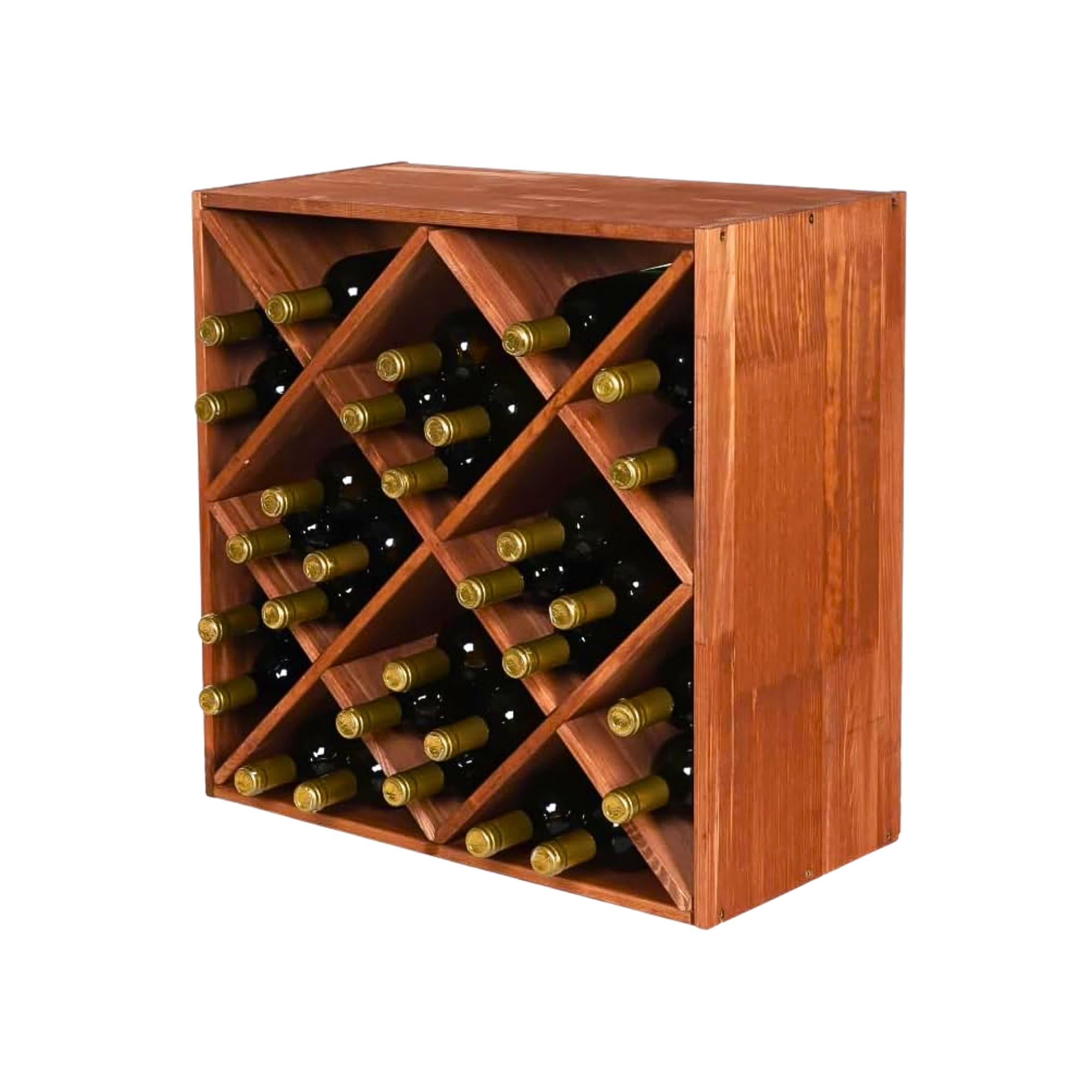 WEINREGAL Vincellar Mod 60x60x30 cm Rauten Modul Für 30 Flaschen Massives Kiefernholz Braun Geölt - Braun, Holz (60/60/30cm) - PROREGAL