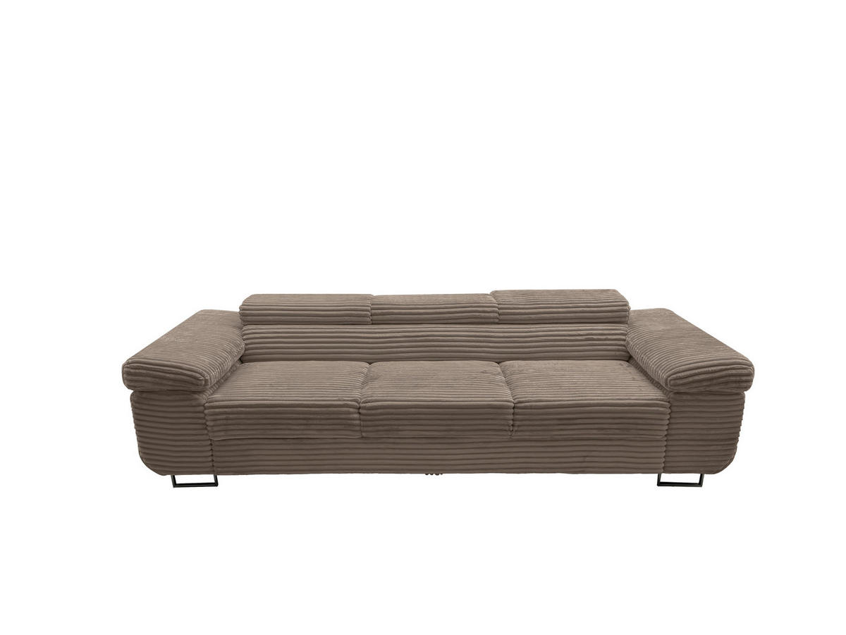GUSTAW Sitzgarnitur 3+2+1, Schlafsofa 3-Sitzer, Cordbezug Cappuccino - Cappuccino, Textil (225/92/101cm) - KS Home Concept