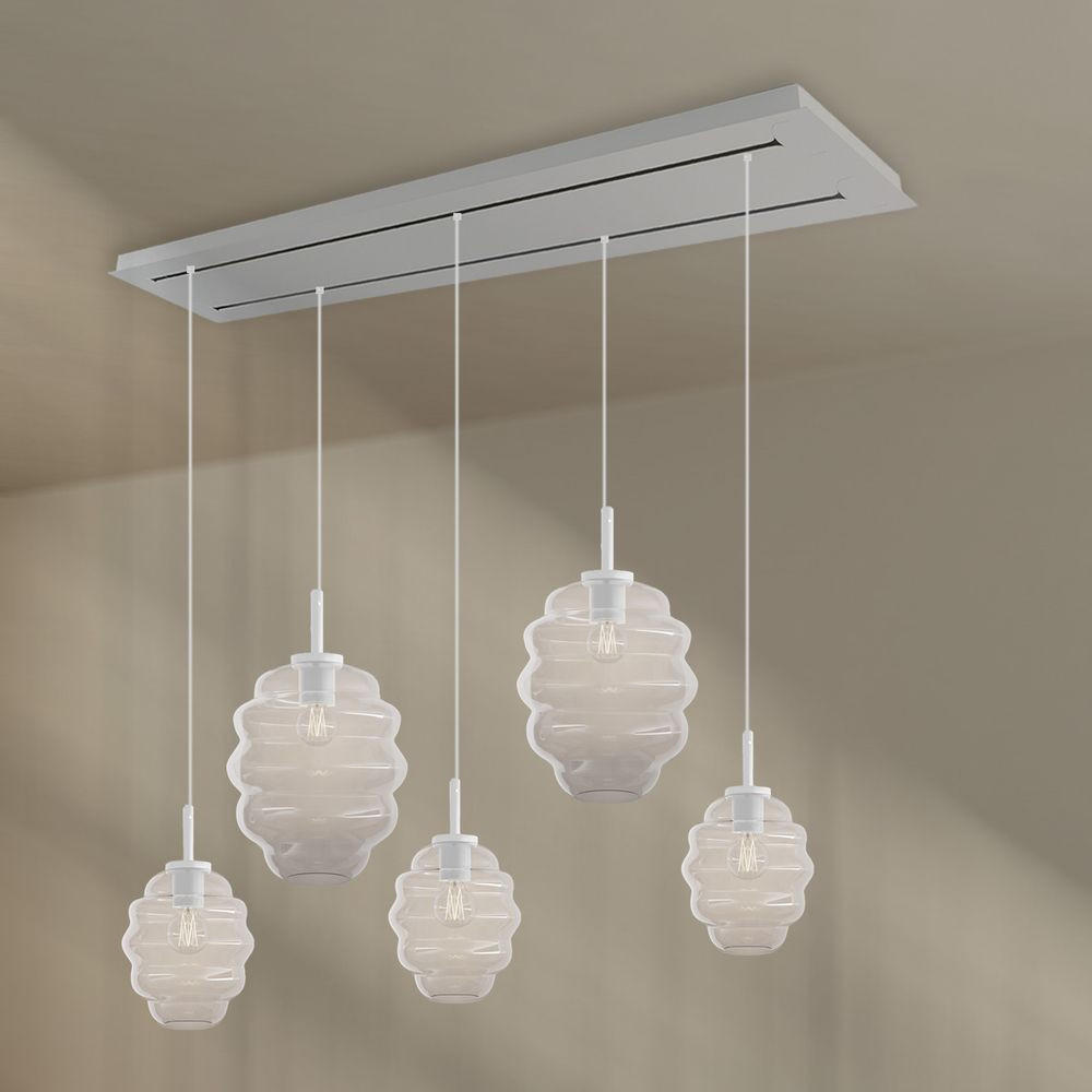HÄNGELEUCHTE Echos 5-flammig Klar Ø 18/25cm - Klar/Weiß, Glas (18/18/20cm) - s.luce