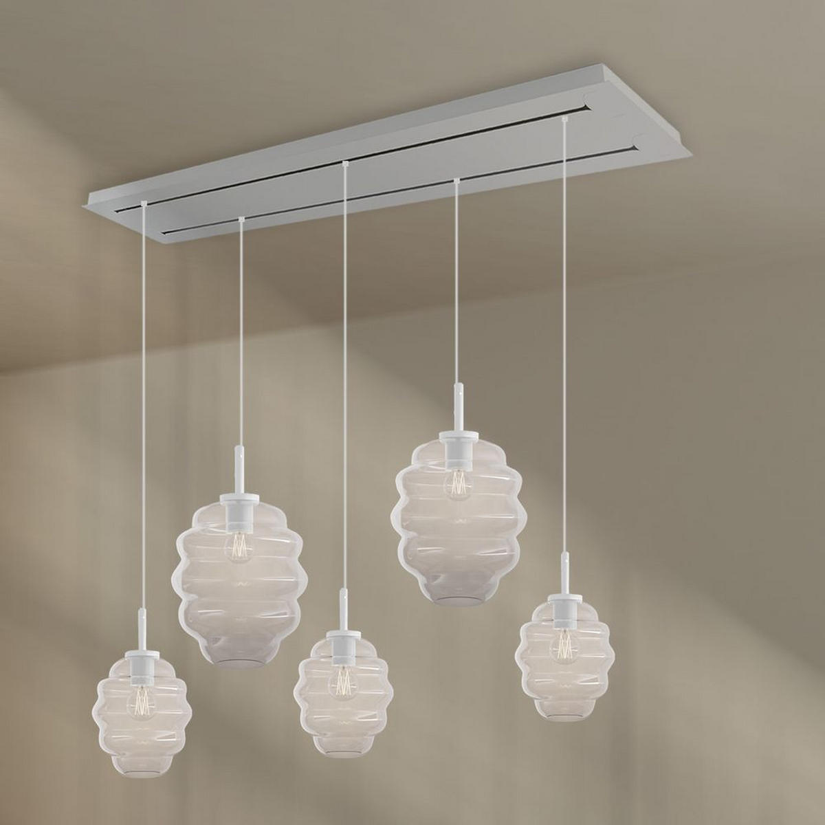 HÄNGELEUCHTE Echos 5-flammig Klar Ø 18/25cm - Klar/Weiß, Glas (18/18/20cm) - s.luce