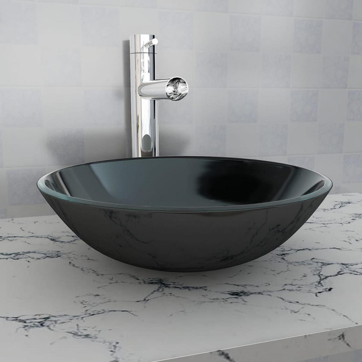 WASCHBECKEN Kulik 42/42/13 cm - Schwarz, Glas (42/13/42cm) - Nettlife