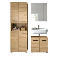 BADMÖBEL SET 3-teilig in Artisan Eiche, Badkombination 135 x 185 cm, Cover - Schwarz/Eiche Artisan, Glas/Holzwerkstoff (135/185/30cm) - Inn.Furn