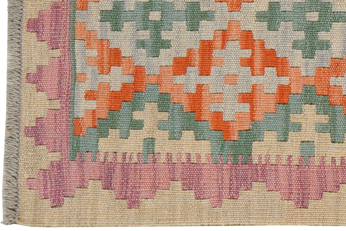 HANDWEBTEPPICH Kelim Gashgai Grün 195/62 cm Schurwolle - Grün, Textil (62/195cm) - Looma