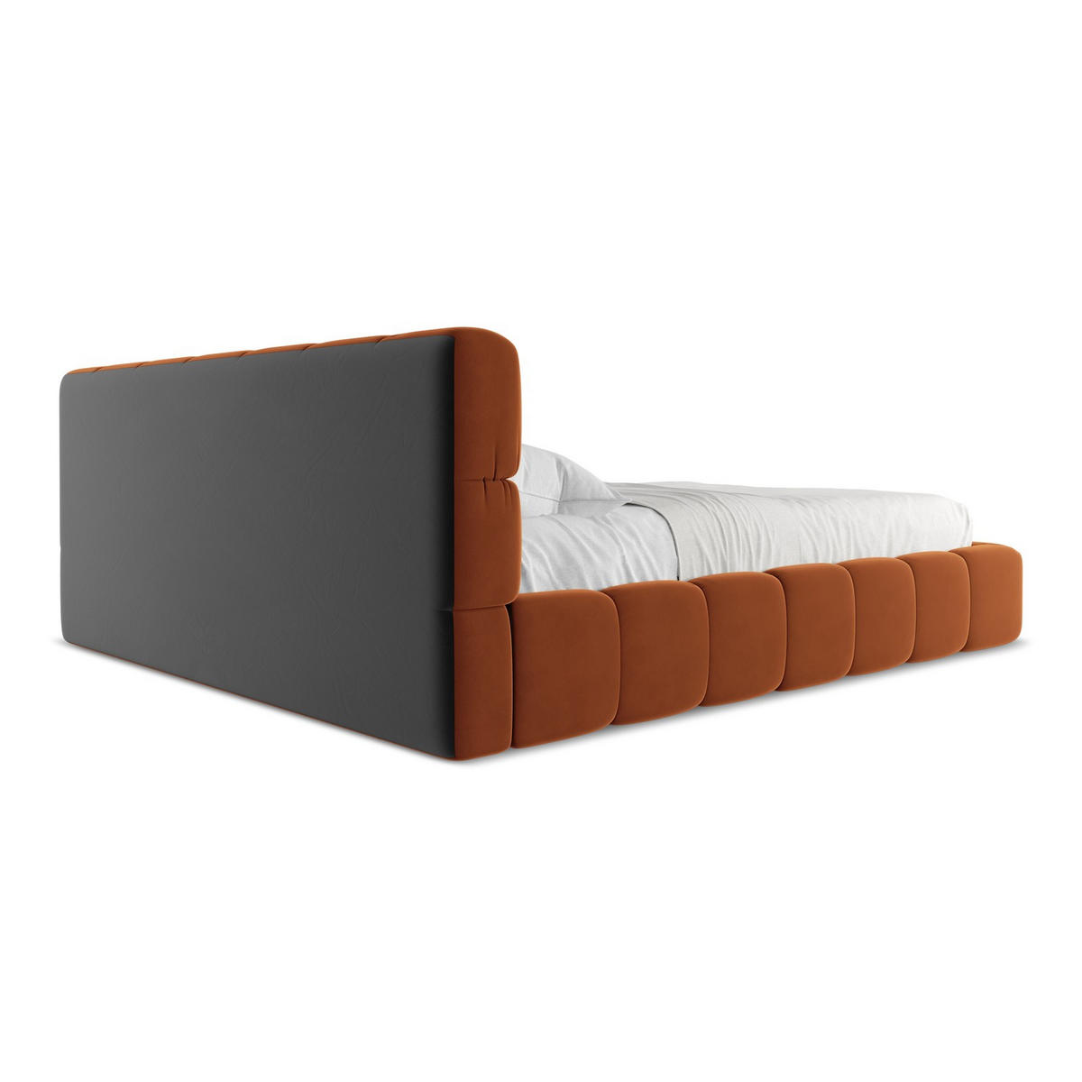 POLSTERBETT mit Bettkasten und Lattenrost 200x228 Orange - Terracotta/Schwarz, Kunststoff/Textil (180/200cm) - LaMiaSofa