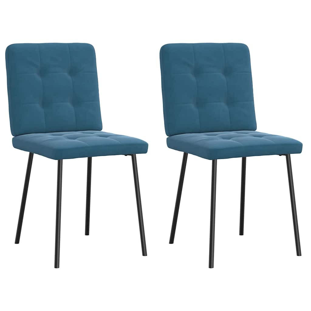 ESSZIMMERSTÜHLE 2 Stk. Blau Samt 45*54*83cm - Blau, Metall (45/83/54cm) - ZMH