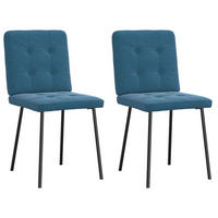 ESSZIMMERSTÜHLE 2 Stk. Blau Samt 45*54*83cm - Blau, Metall (45/83/54cm) - ZMH