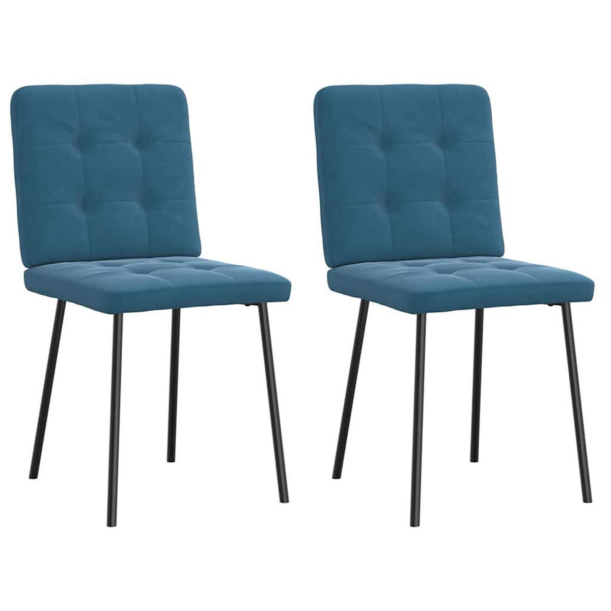 ESSZIMMERSTÜHLE 2 Stk. Blau Samt 45*54*83cm - Blau, Metall (45/83/54cm) - ZMH