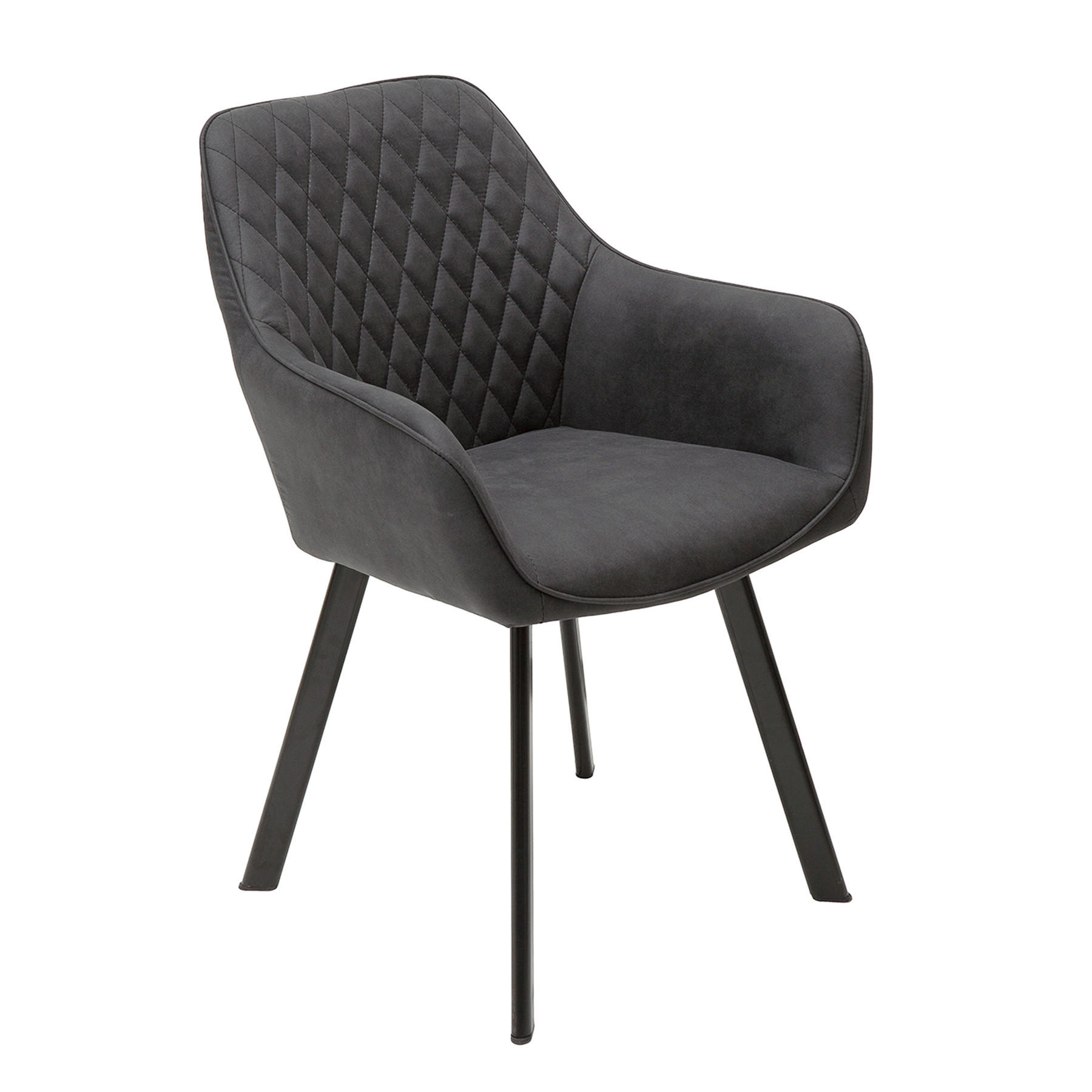 STUHL PALERMO Microfaser Anthrazit 85 cm - Schwarz/Grau, Textil/Metall (57/84/46cm) - riess-ambiente