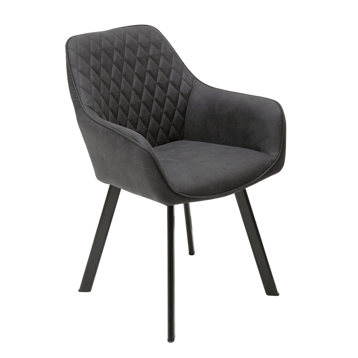 STUHL PALERMO Microfaser Anthrazit 85 cm - Schwarz/Grau, Textil/Metall (57/84/46cm) - riess-ambiente