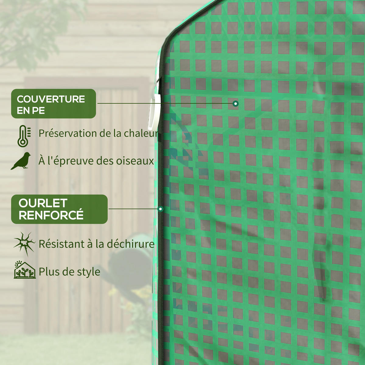 ERSATZPLANE für Gewächshaus DE-12096 mit Fenster und Tür, UV-beständig Grün - Grün, Kunststoff (73/190/140cm) - ComfortXL