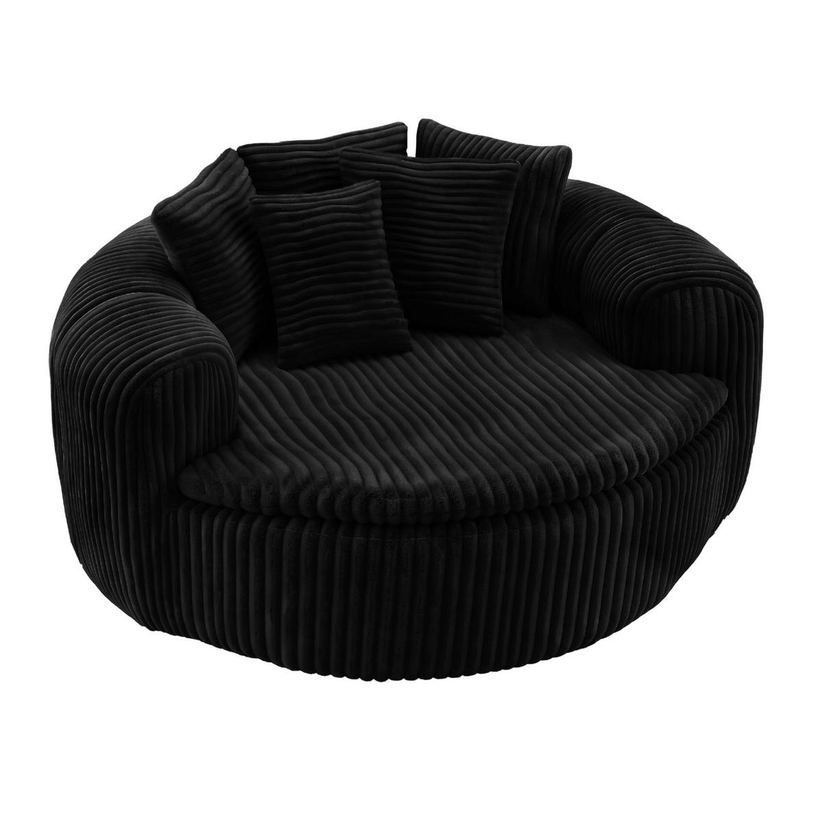 SITZSACK Cord Extrabreit mit 5 Kissen - Schwarz, Textil (145/59/133cm) - Urban Meuble