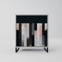 SIDEBOARD COLLAGE OF RECTANGLES, Grau, 57,5x42x67,5 cm, Schwarze Metall-Rahmenfüße - Multicolor/Schwarz, Holzwerkstoff/Metall (57.5/67.5/42cm) - SpaceRebels