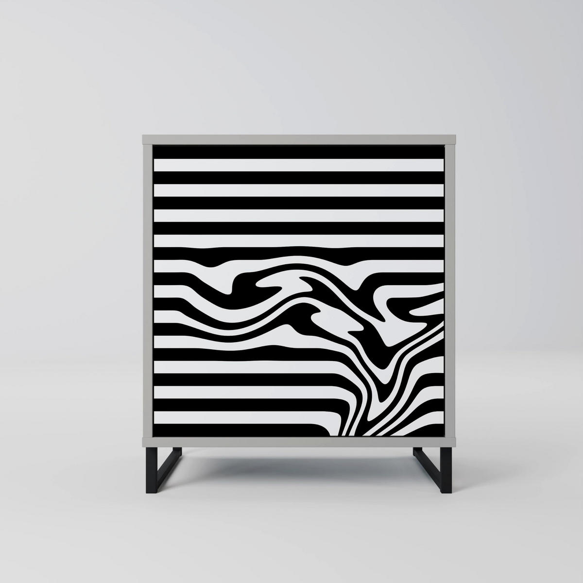 SIDEBOARD SPECTRA SHOWCASE, Grau, 57,5x42x72,5 cm, Schwarze Metallfüße - Multicolor/Schwarz, Holzwerkstoff/Metall (57.5/72.5/42cm) - SpaceRebels
