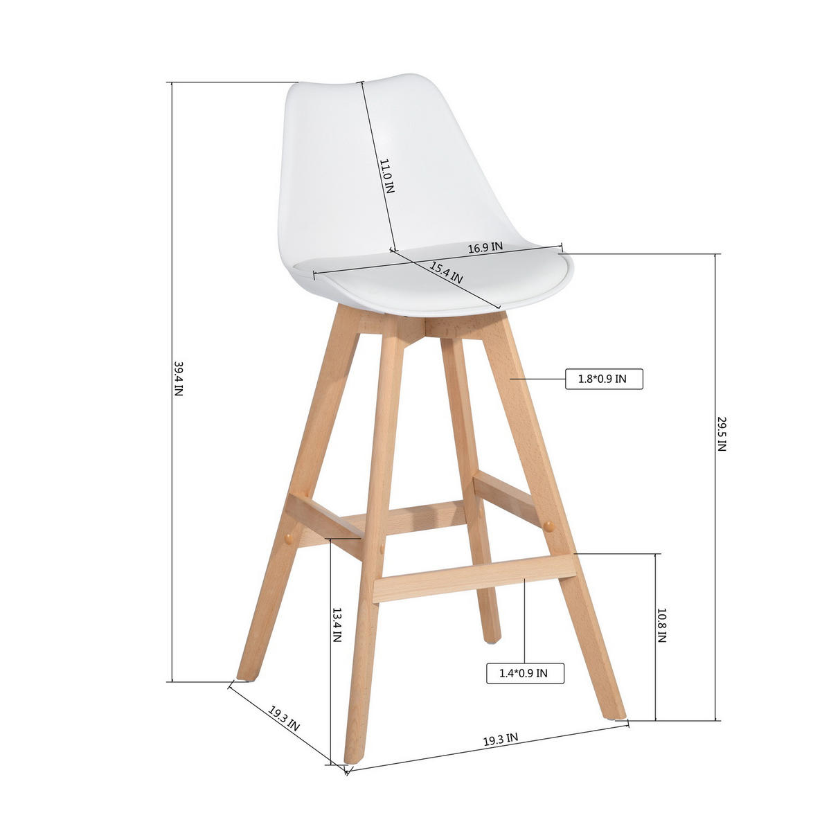 BARHOCKER-SET 2 Stück Weiß - Eichefarben/Weiß, Holz (43/100/51cm) - Urban Meuble