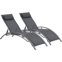 SONNENLIEGE Beauty 2er-Set Dunkelgrau - Dunkelgrau, Textil/Metall (181/93/58cm) - Habitat Garten
