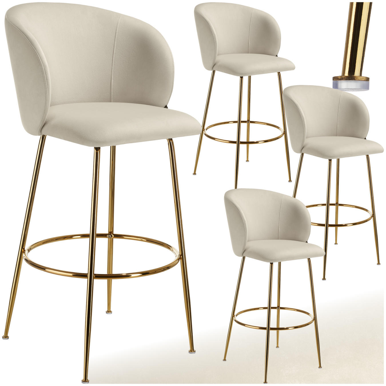 BARSTUHL Luana,51 x 60 x 106 cm, Belastbarkeit 120 kg,creme/gold - Goldfarben/Creme, Kunststoff (51/106/60cm) - tectake