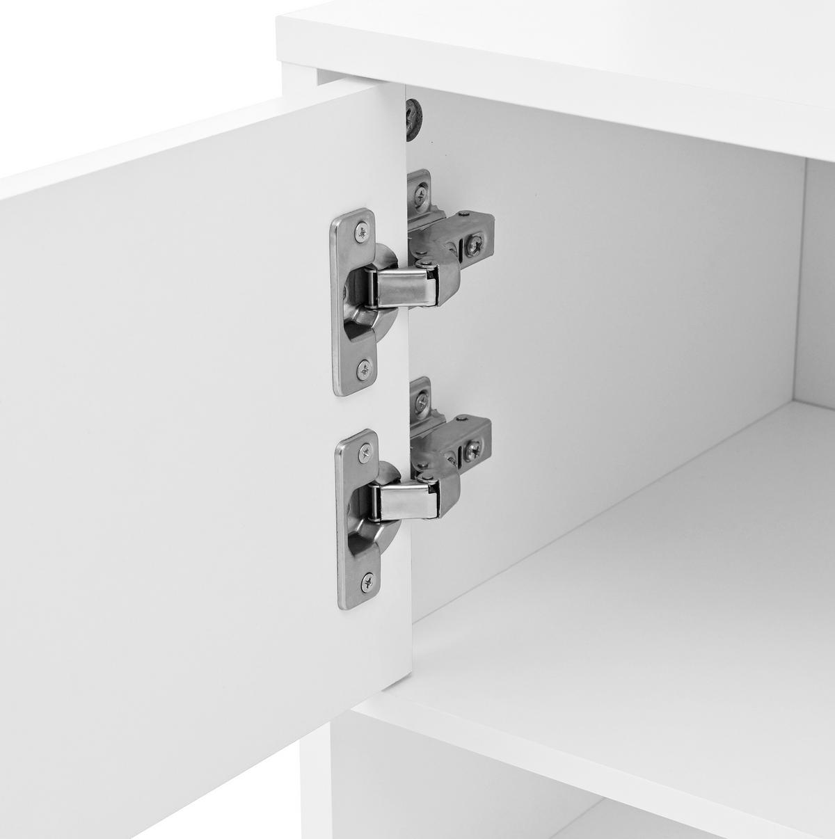 SCHUHSCHRANK 50/190/36 cm Weiß aus Spanplatte mit 2 Türen und 8 Haken - Weiß, Holzwerkstoff (50/190/36cm) - OKMYHOME