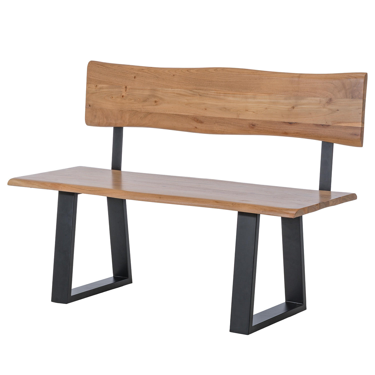 SITZBANK - Metall / Massivholz - Akazie Braun / Schwarz - Schwarz/Braun, Holz/Metall (120/85/50cm) - home24