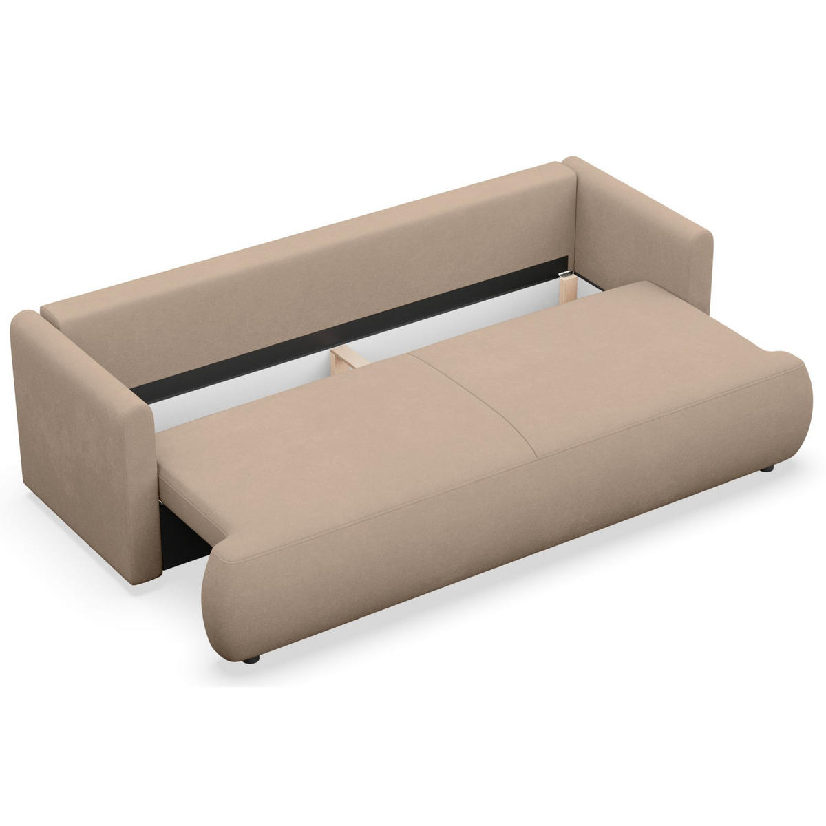 3-SITZER SOFA Ovo Mini Beige Chenille Easy-Clean - Beige/Schwarz, Kunststoff/Textil (226/90/97cm) - Selsey