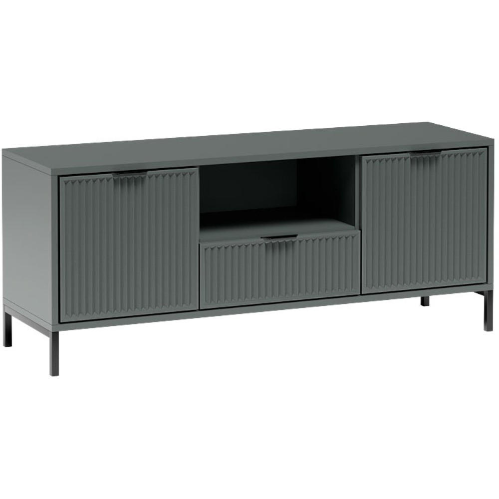 LOWBOARD Linna mit zwei Türen dunkelgrün 135 cm - Dunkelgrün/Schwarz, Holzwerkstoff/Metall (135/56/40cm) - Beautysofa