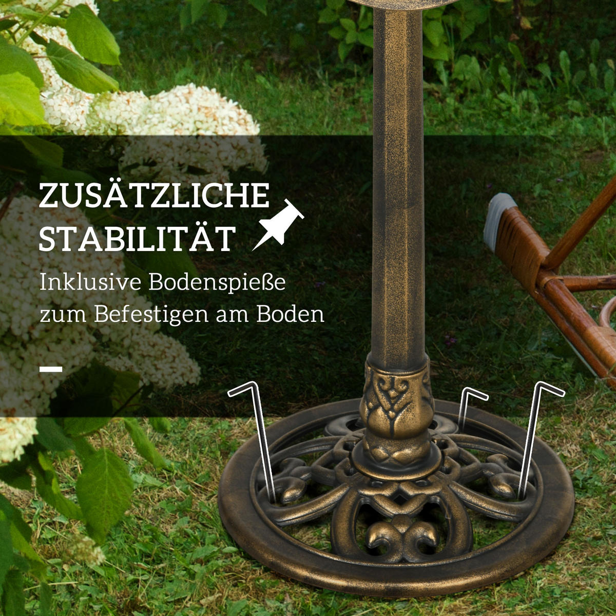 VOGELTRÄNKE, Kunststoff, Bronze, Ø50 × 71Hcm - Bronzefarben, Kunststoff (50/51/50cm) - Outsunny