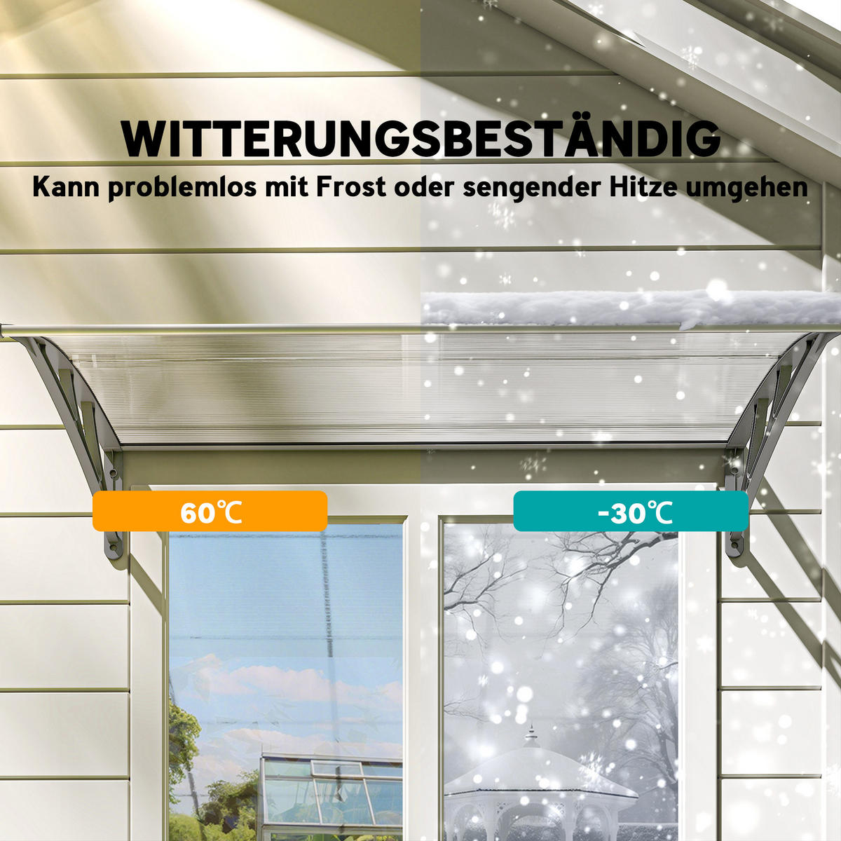 PULTVORDACH Polycarbonate Aluminium Transparent Grau - Grau, Kunststoff/Metall (60/18/110cm) - Outsunny