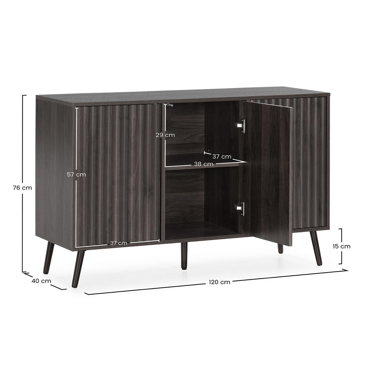 SIDEBOARD Lluvia 3 Türen Walnuss-Effekt - Walnussfarben, Holzwerkstoff (120/76/40cm)