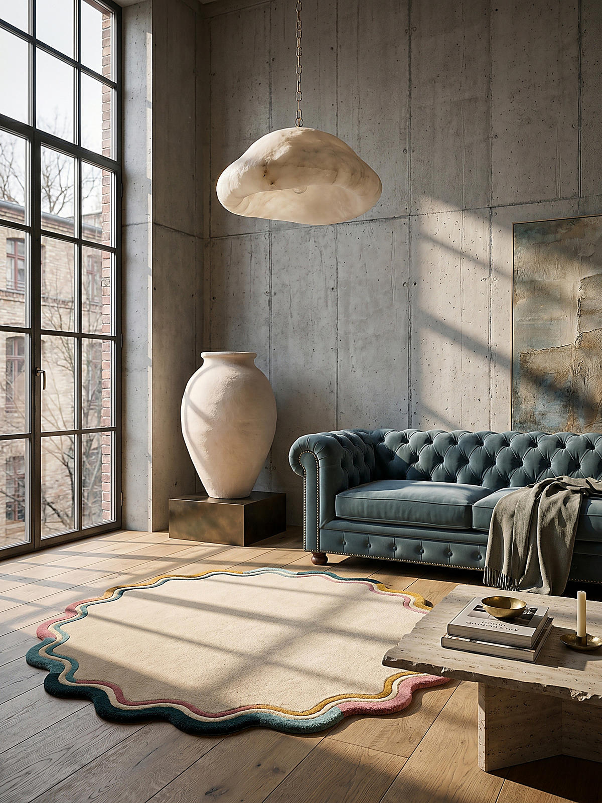 TEPPICH aus Wolle WINCH in Beige, mit Bordüre, Ø 180 cm - Beige, Textil (180/180cm) - KADIMA DESIGN