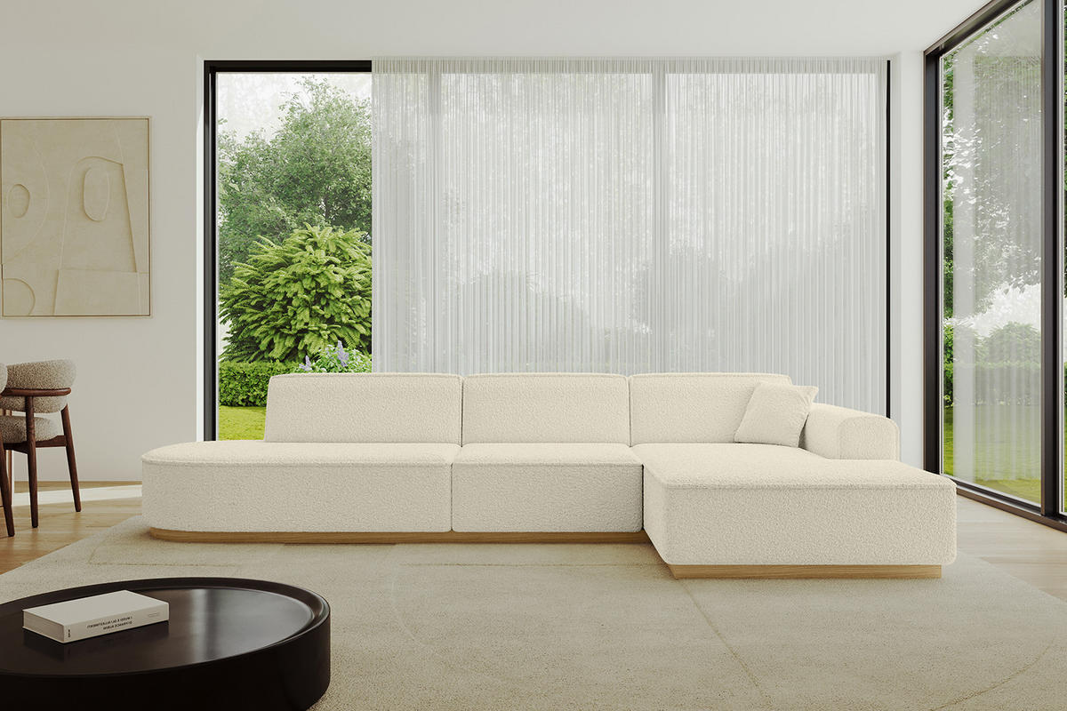 ECKSOFA Ottomane Rechts IREA-L2-v2 - 327x165x80 cm Beige - Creme, Holzwerkstoff/Textil (327/165cm) - ALTDECOR