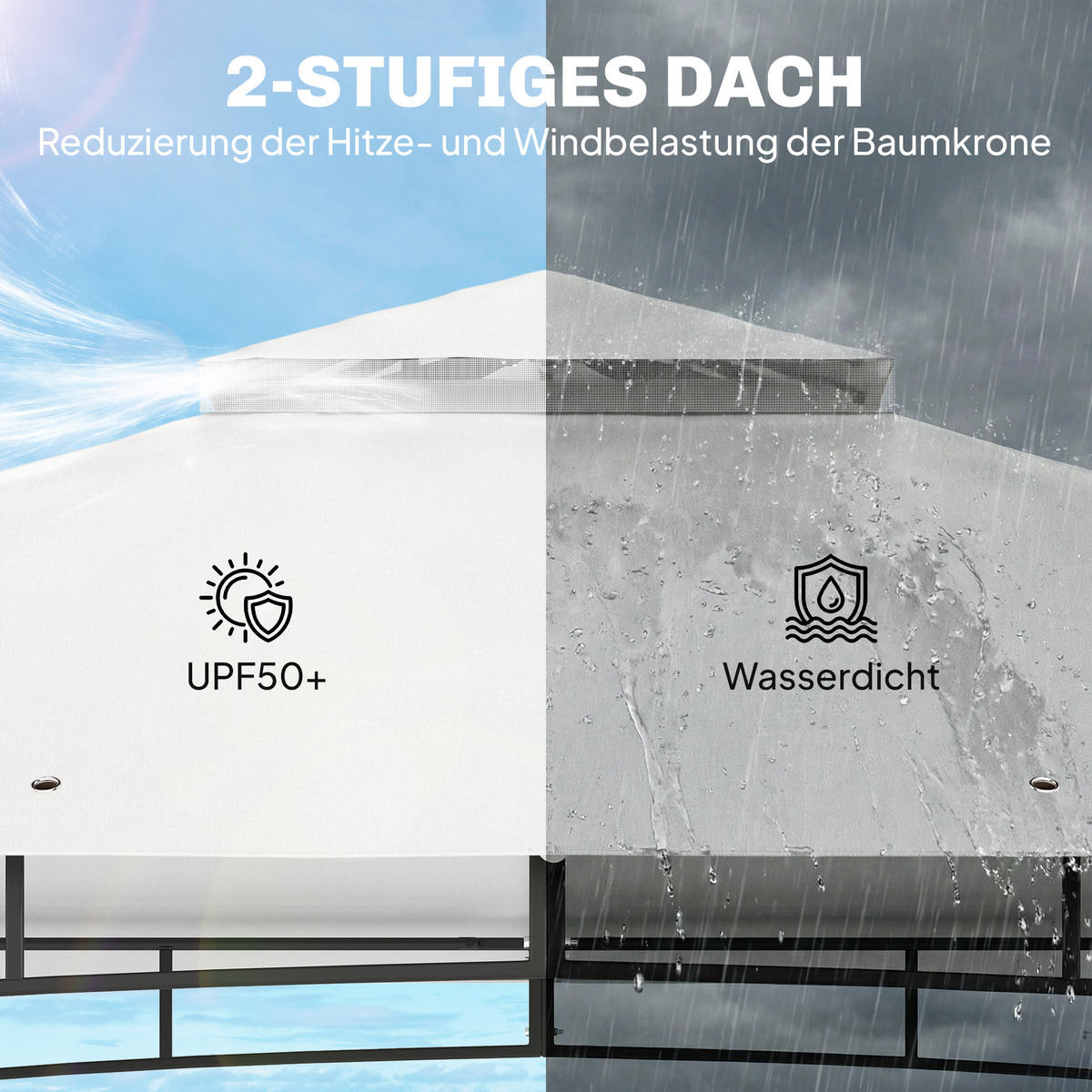 PAVILLON Metall Polyester Schwarz - Schwarz, Textil/Metall (300/275/360cm) - Outsunny