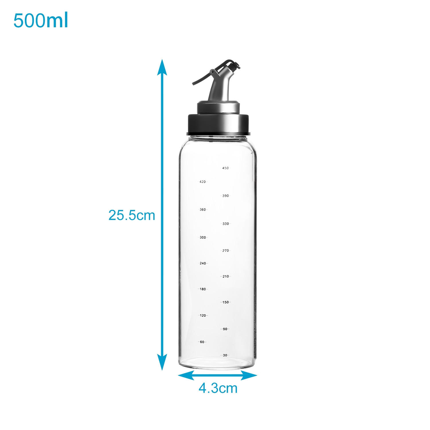 ÖLSPENDER-SET Essig und Öl Flaschen (2-tlg) - Transparent, Glas (4.1/24.3/4.1cm) - Intirilife