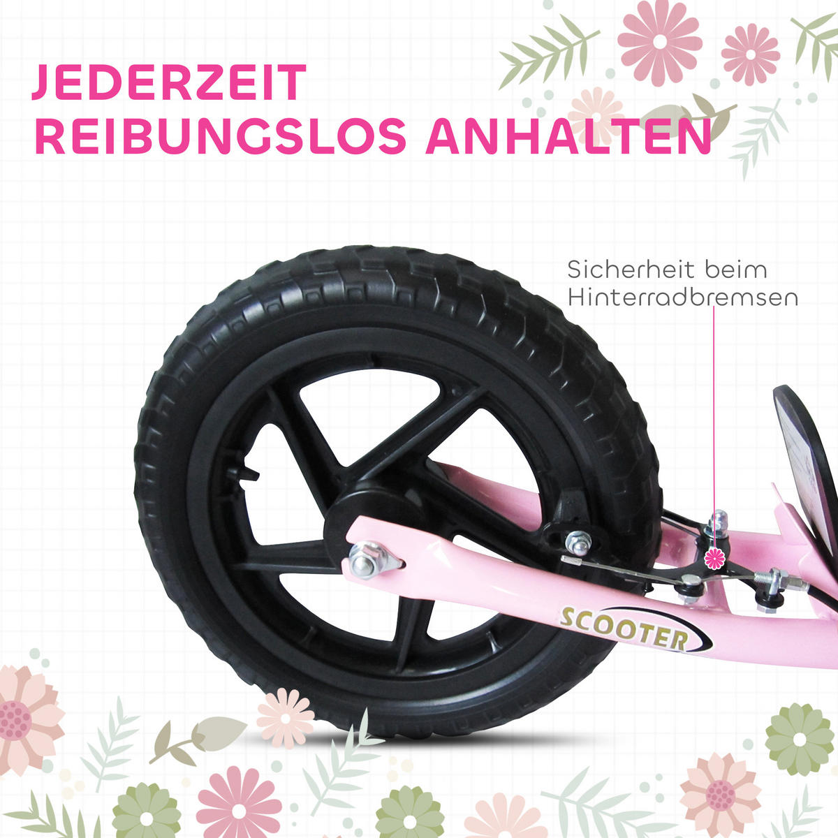 KINDERROLLER, Schwarz/Rosa/Blau/Rot, Stahl+ PVA - Rosa, Metall (120/52/80cm) - HOMCOM